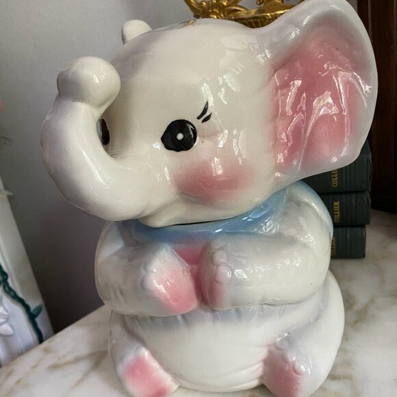 RARE Vintage 50s Baby Cute Elephant Cookie Jar Canister Disney Dumbo Era - Picture 10 of 10